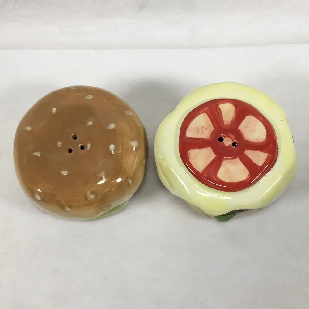 Pier 1 Imports Salt Pepper Shaker Set Thrill of the Grill Cheeseburger Stackable